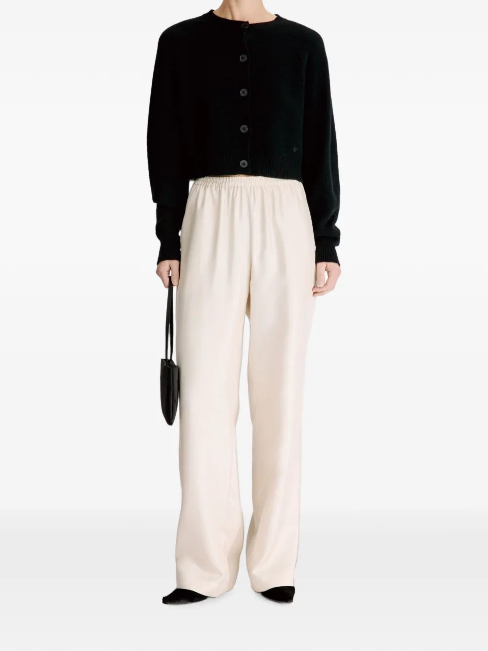 LouLou de Saison Heike cropped vest met raglan schouders Zwart