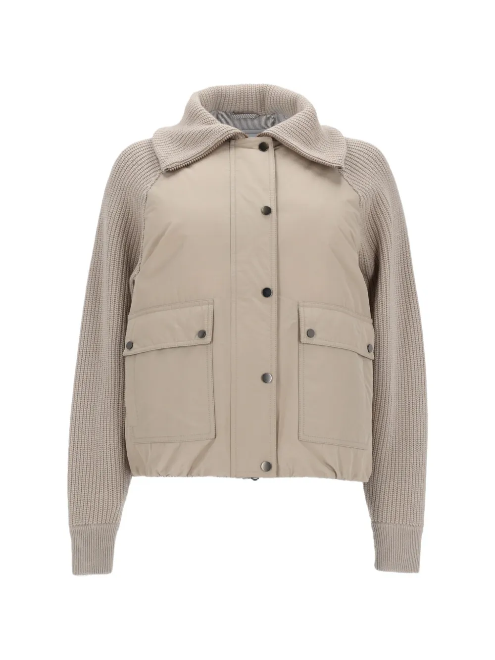 Brunello Cucinelli ribbed-knit panelled jacket - Nude