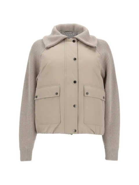 Brunello Cucinelli ribbed-knit panelled jacket