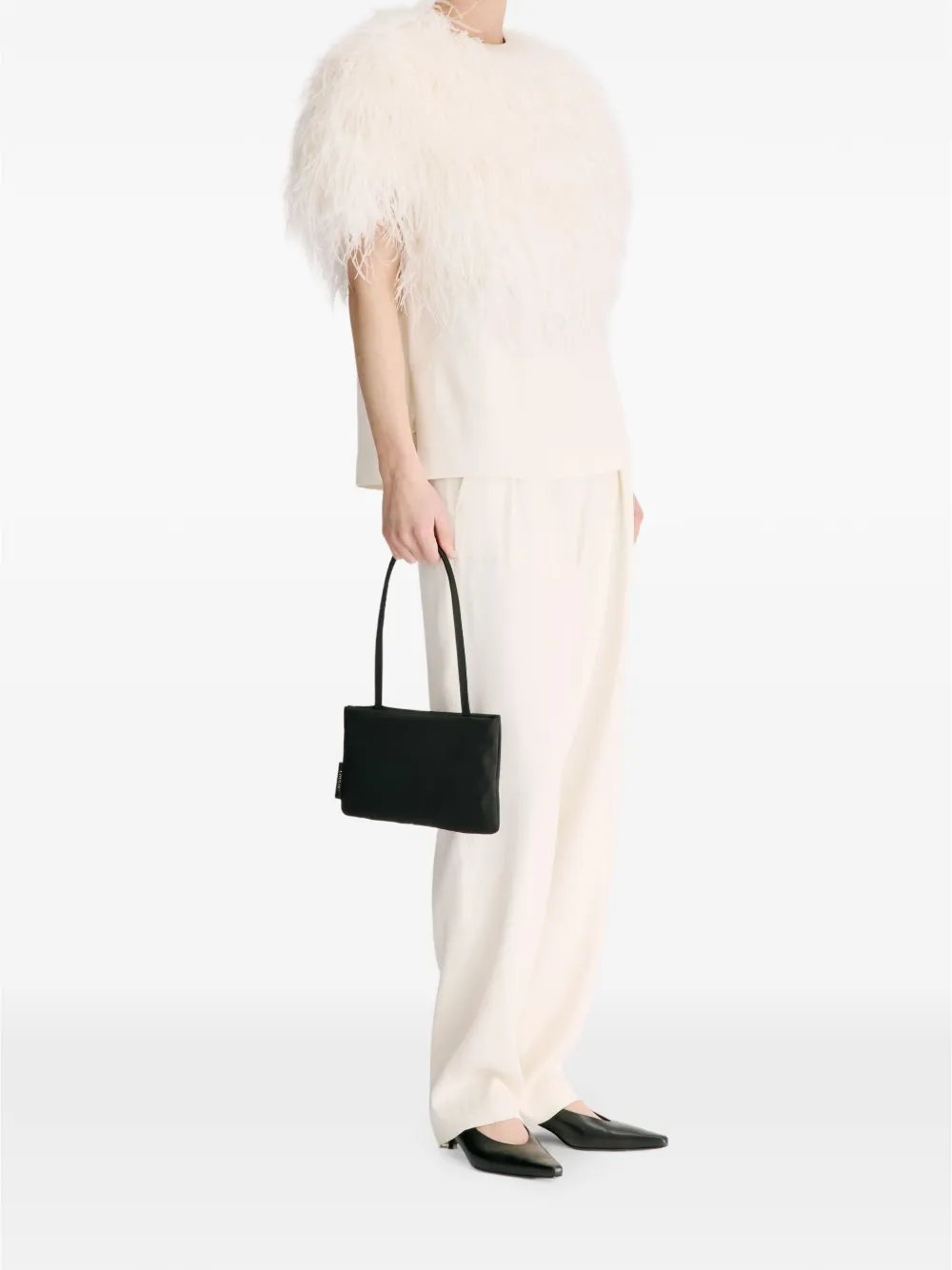 LouLou de Saison Iona blouse met veren afwerking Beige