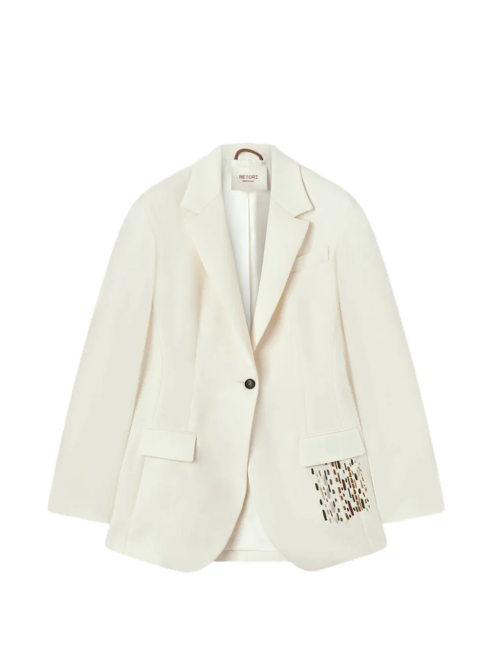 RETORI embroidered single-breasted virgin-wool blazer - Toni neutri