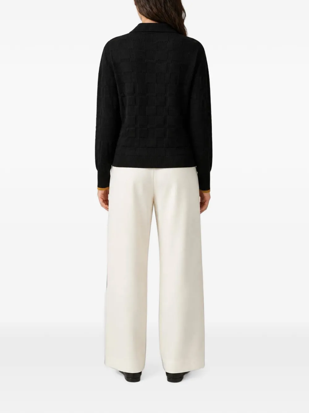 RETORI T-shirt met lange mouwen en jacquard Zwart