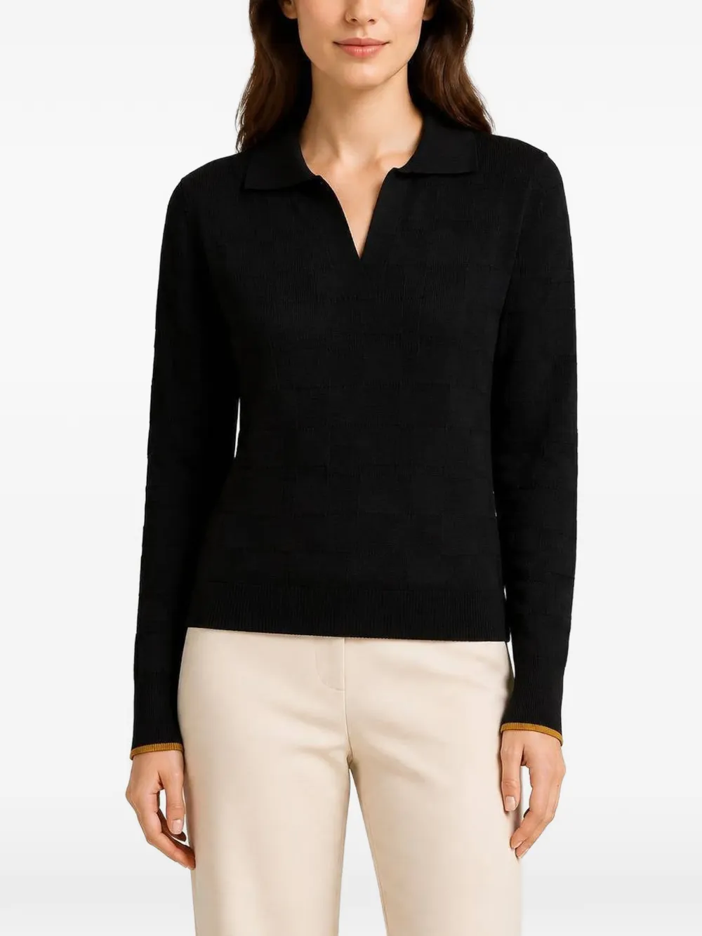 RETORI T-shirt met lange mouwen en jacquard Zwart