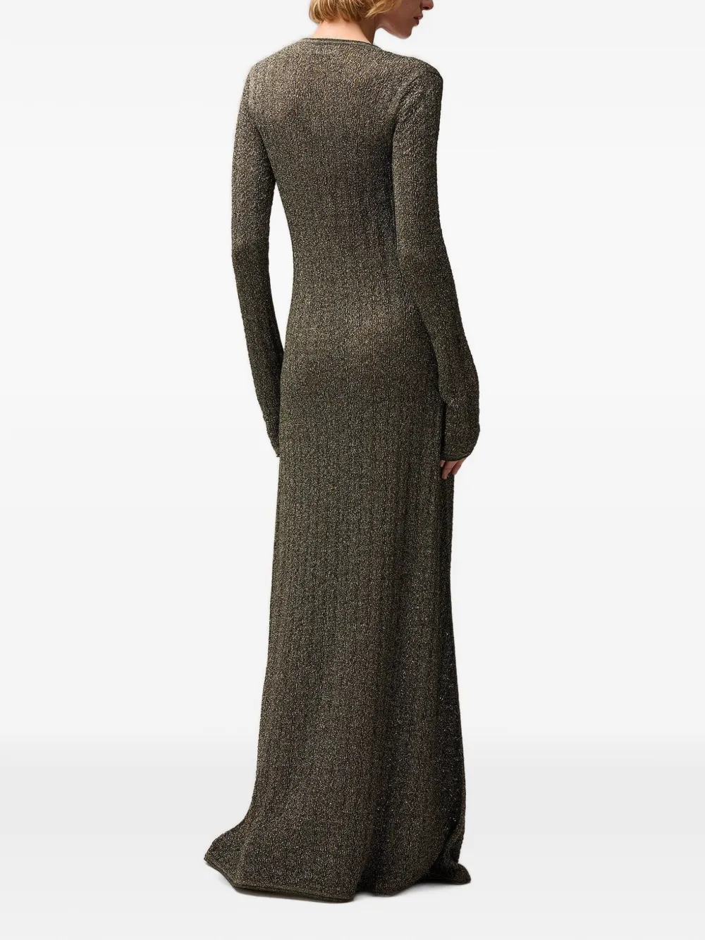 RETORI Gebreide maxi-jurk met bloemen-stiksel en jacquard Groen