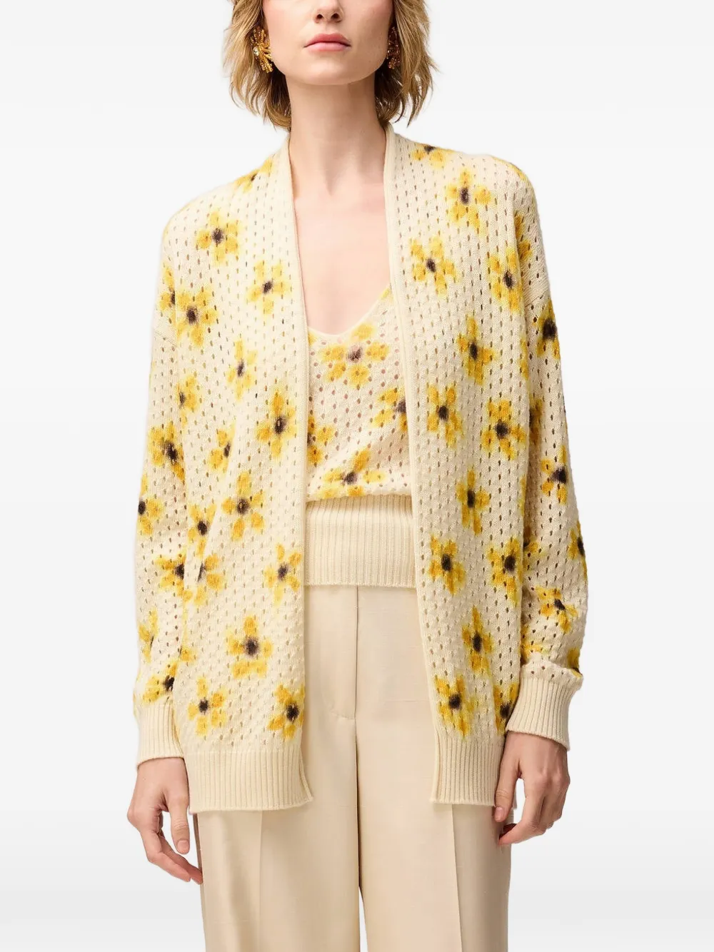 RETORI Vest met bloemenprint Beige