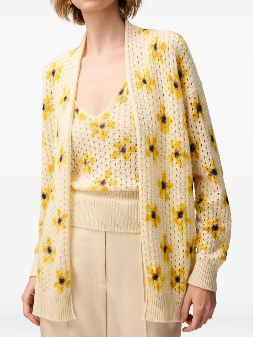 RETORI Vest met bloemenprint Beige