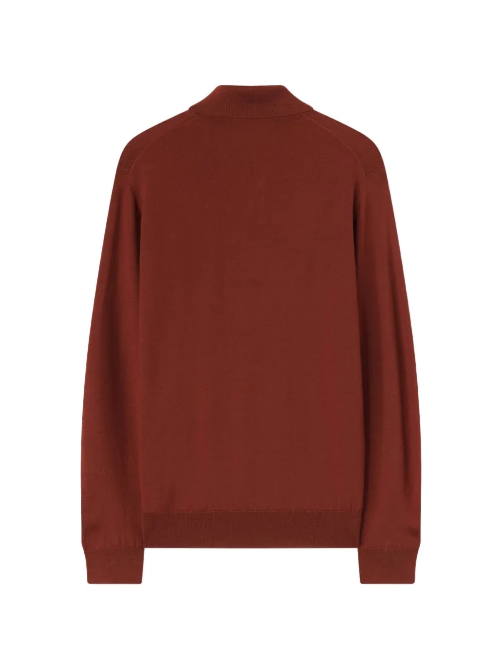 RETORI Wollen poloshirt met lange mouwen en argyle-stiksels Bruin