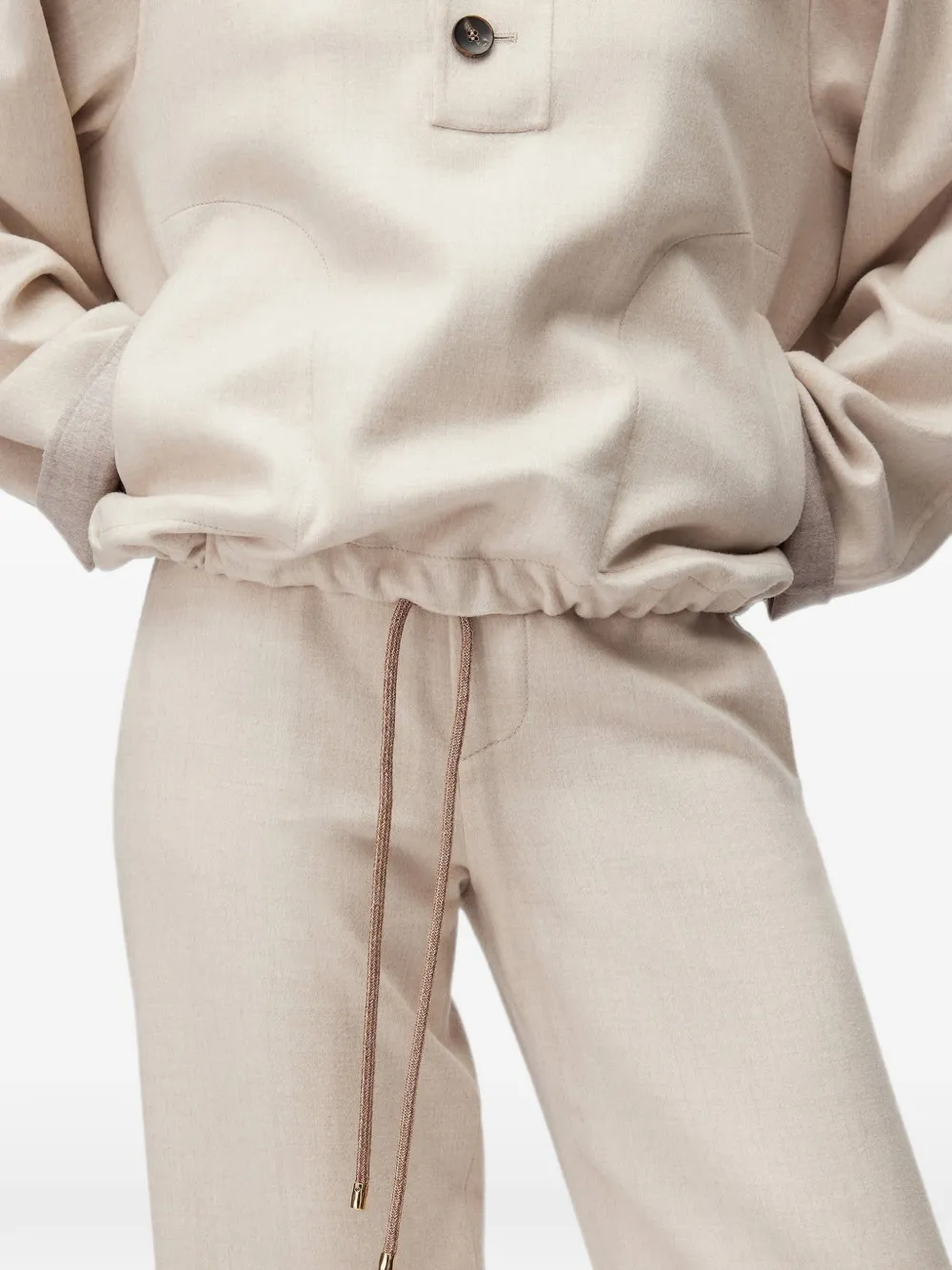 RETORI Wollen hoodie met trekkoord Beige