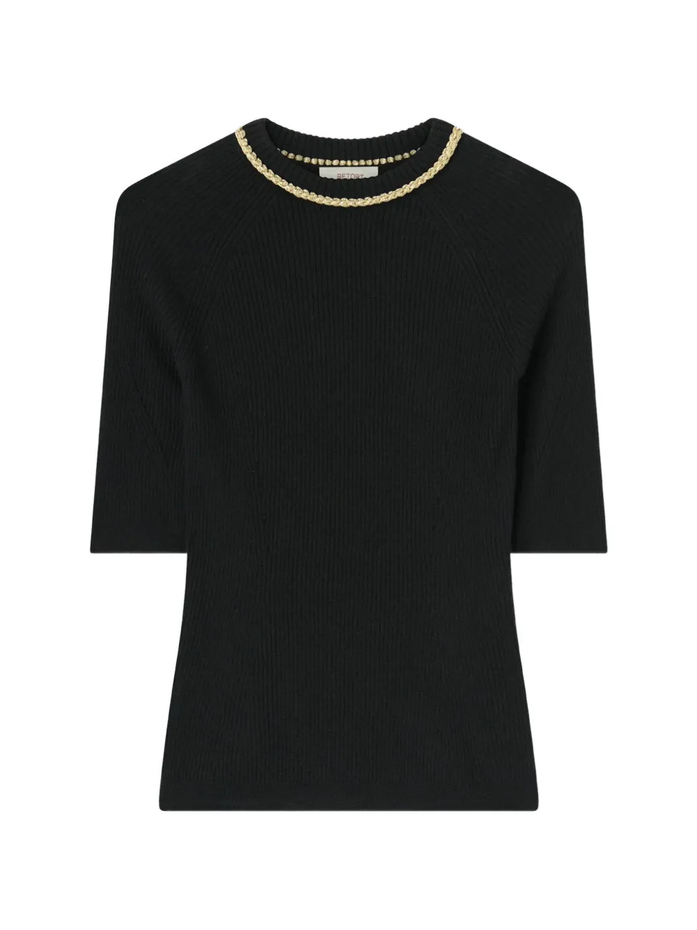 RETORI chain-detail rib-knit T-shirt - Nero