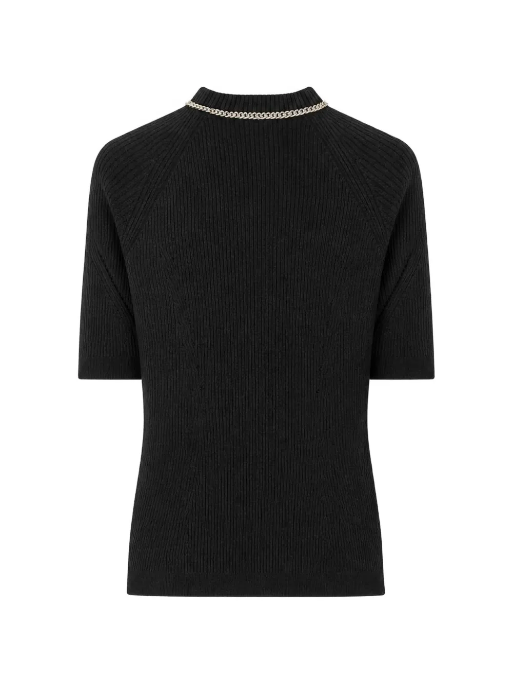 RETORI Ribgebreid T-shirt met ketting-detail Zwart