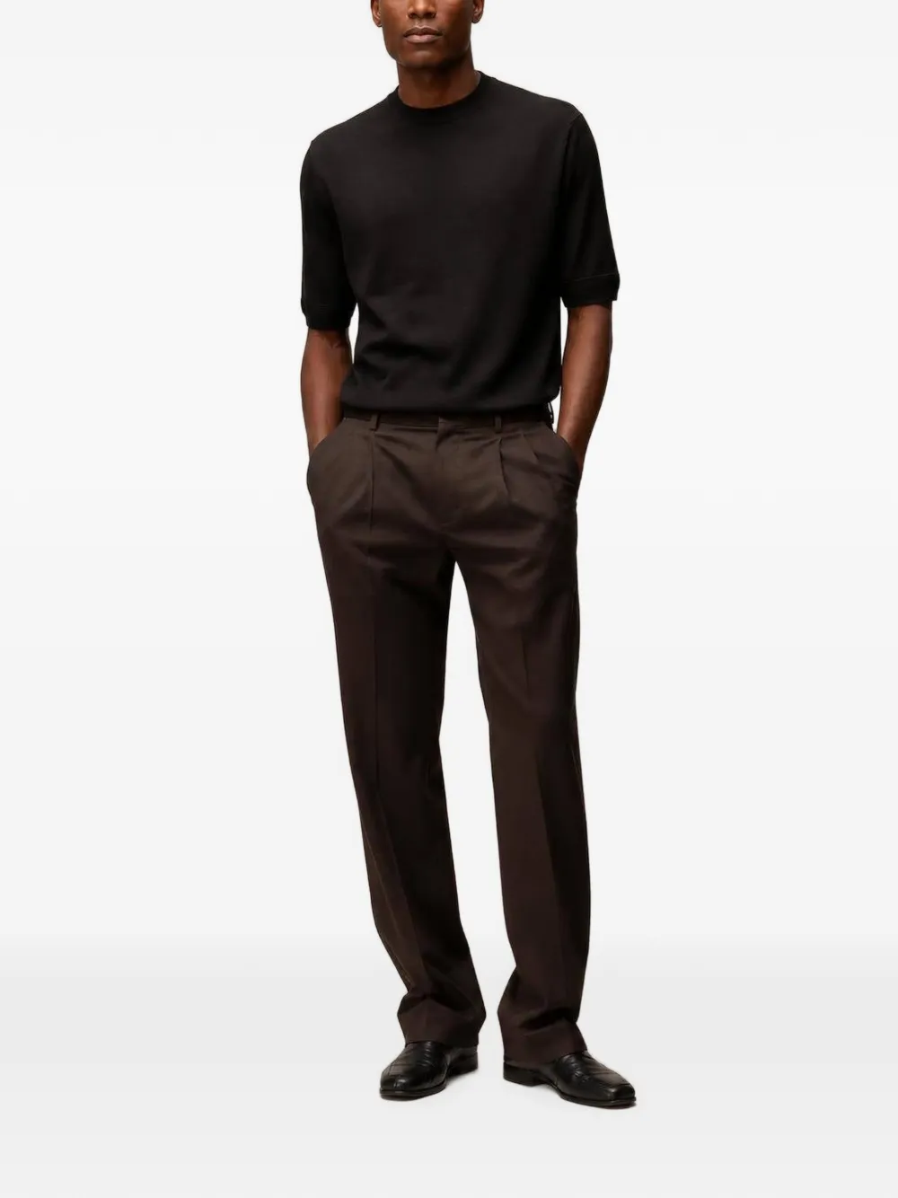 RETORI Broek met geplooide voorkant Bruin