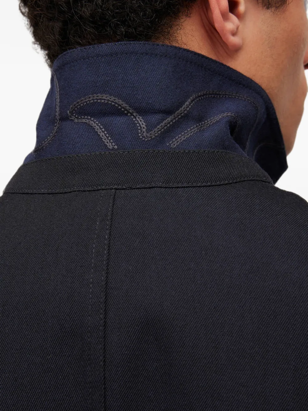 RETORI Wollen blazer met enkele rij knopen en denim-effect Blauw