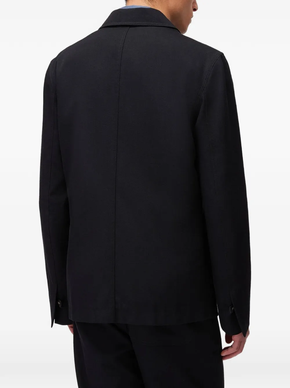 RETORI Wollen blazer met enkele rij knopen en denim-effect Blauw