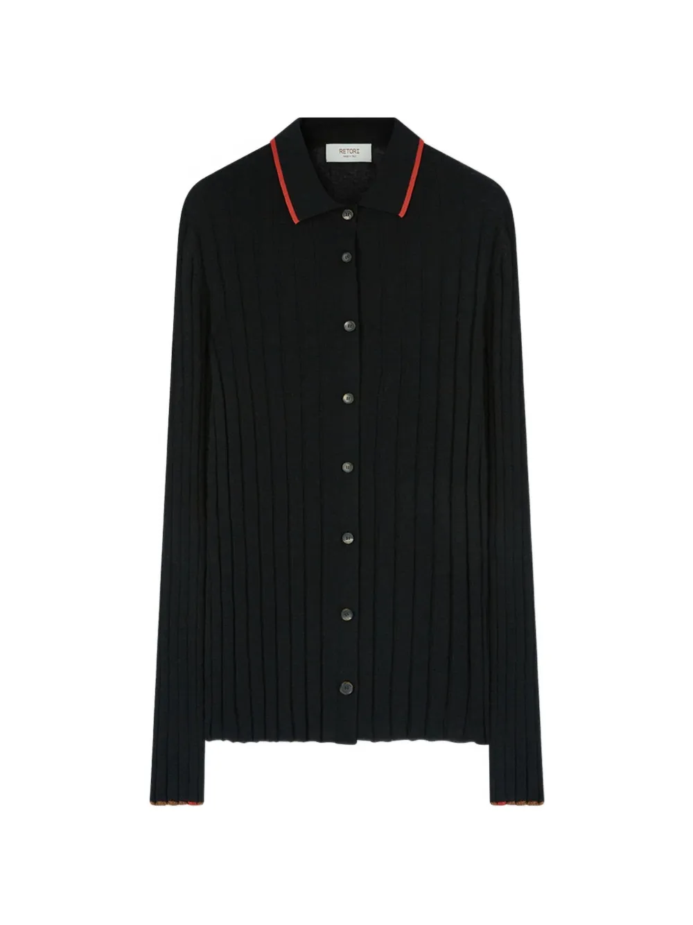 RETORI Cardigan a coste in cashmere - Nero