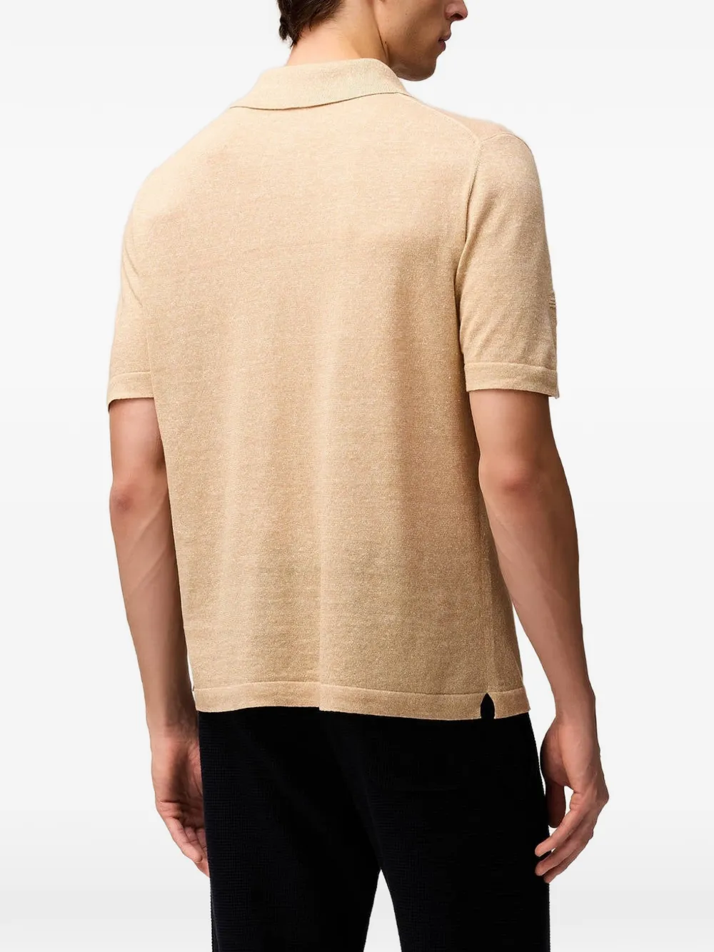 RETORI Poloshirt met Ottoman-stiksel en vogelpatroon Beige