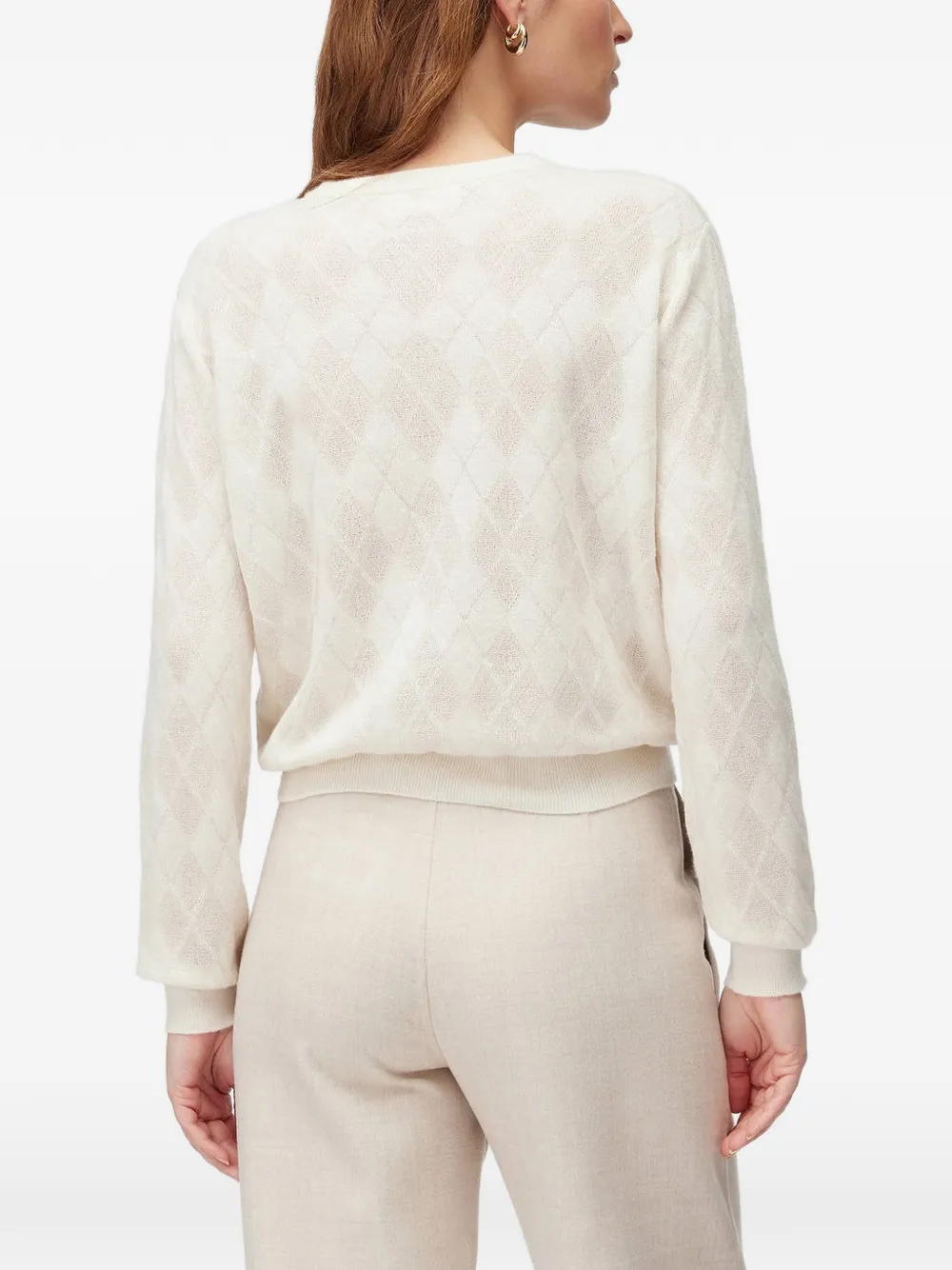 RETORI Kasjmier trui met jacquard-patroon Beige