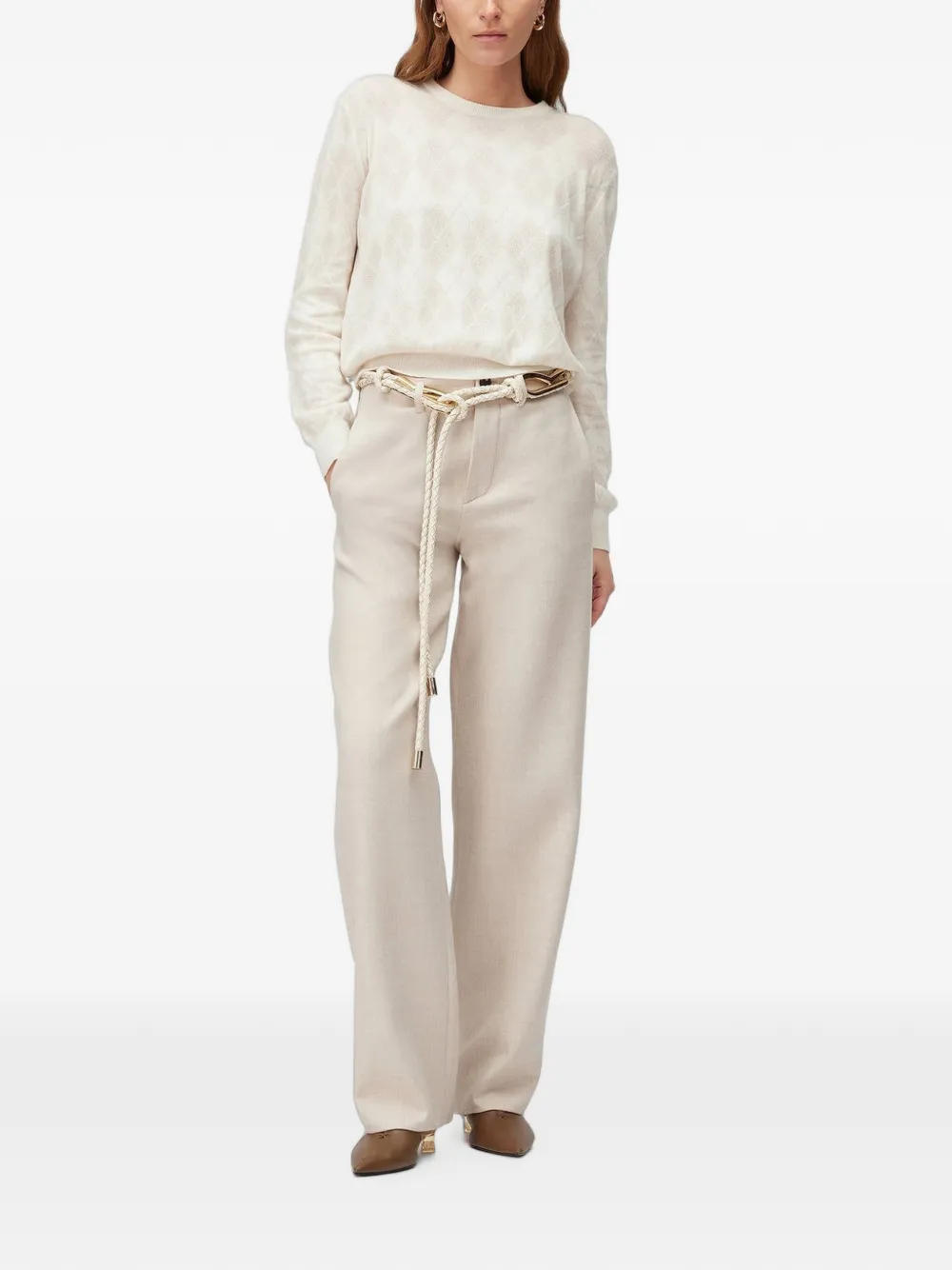 RETORI Kasjmier trui met jacquard-patroon Beige