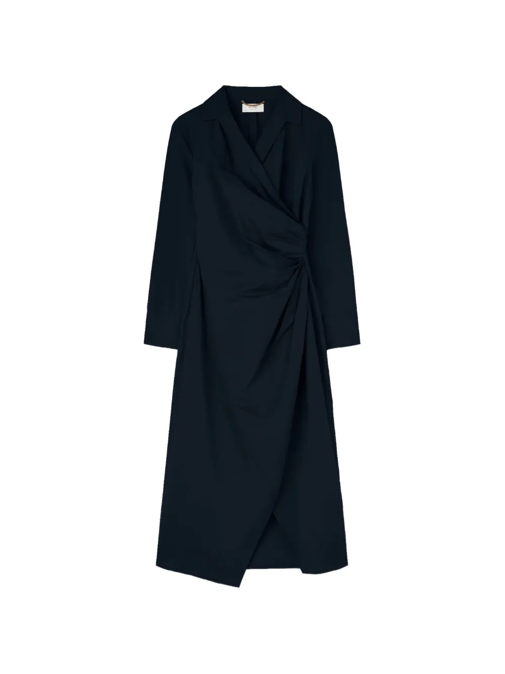 RETORI long-sleeve draped-front cotton midi dress - Blu