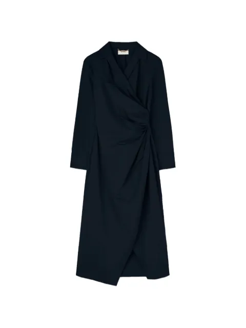RETORI long-sleeve draped-front cotton midi dress