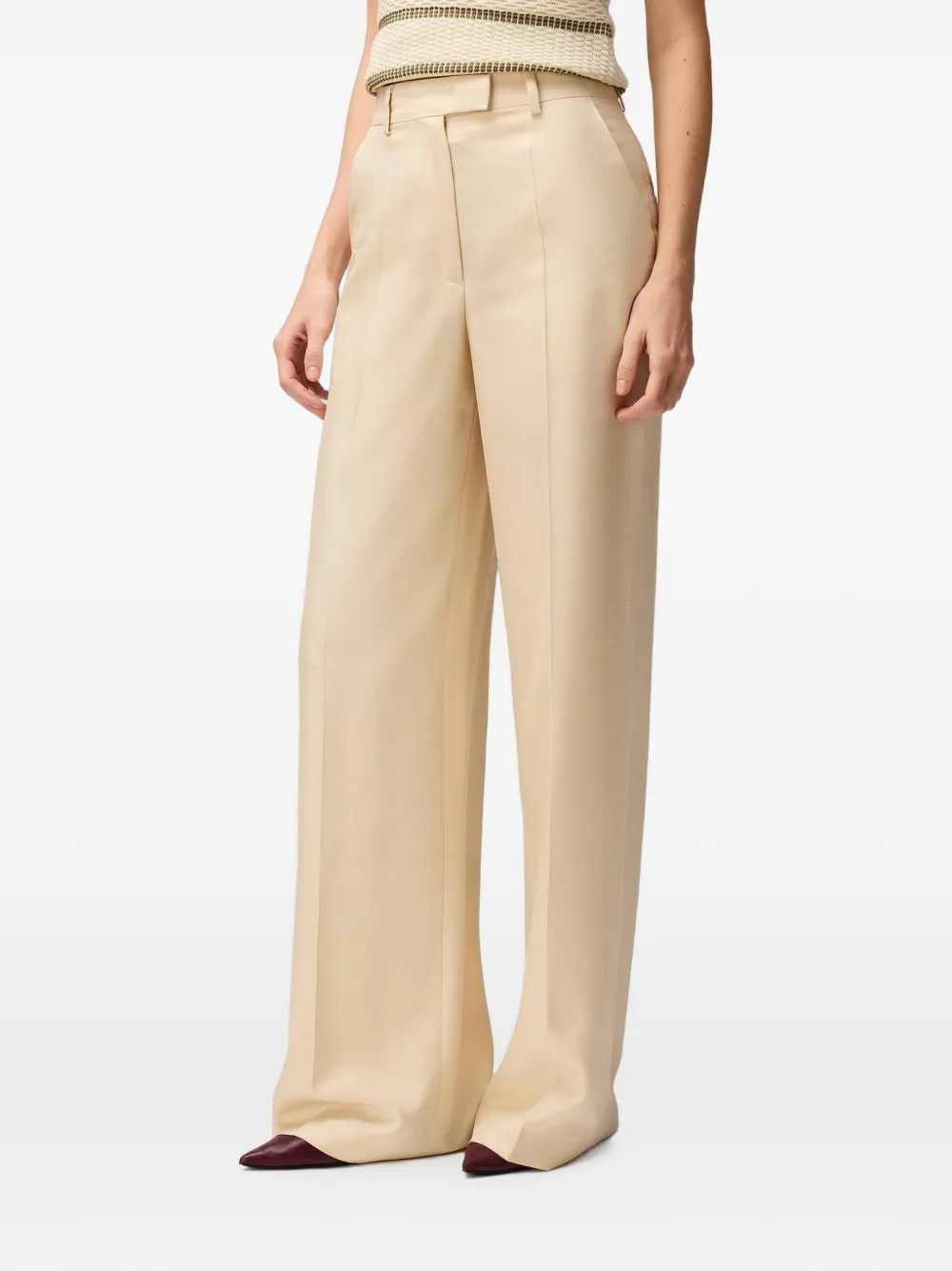 RETORI Zijden pantalon met plooien Beige