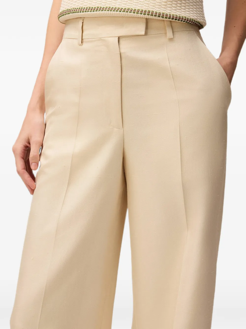 RETORI Zijden pantalon met plooien Beige
