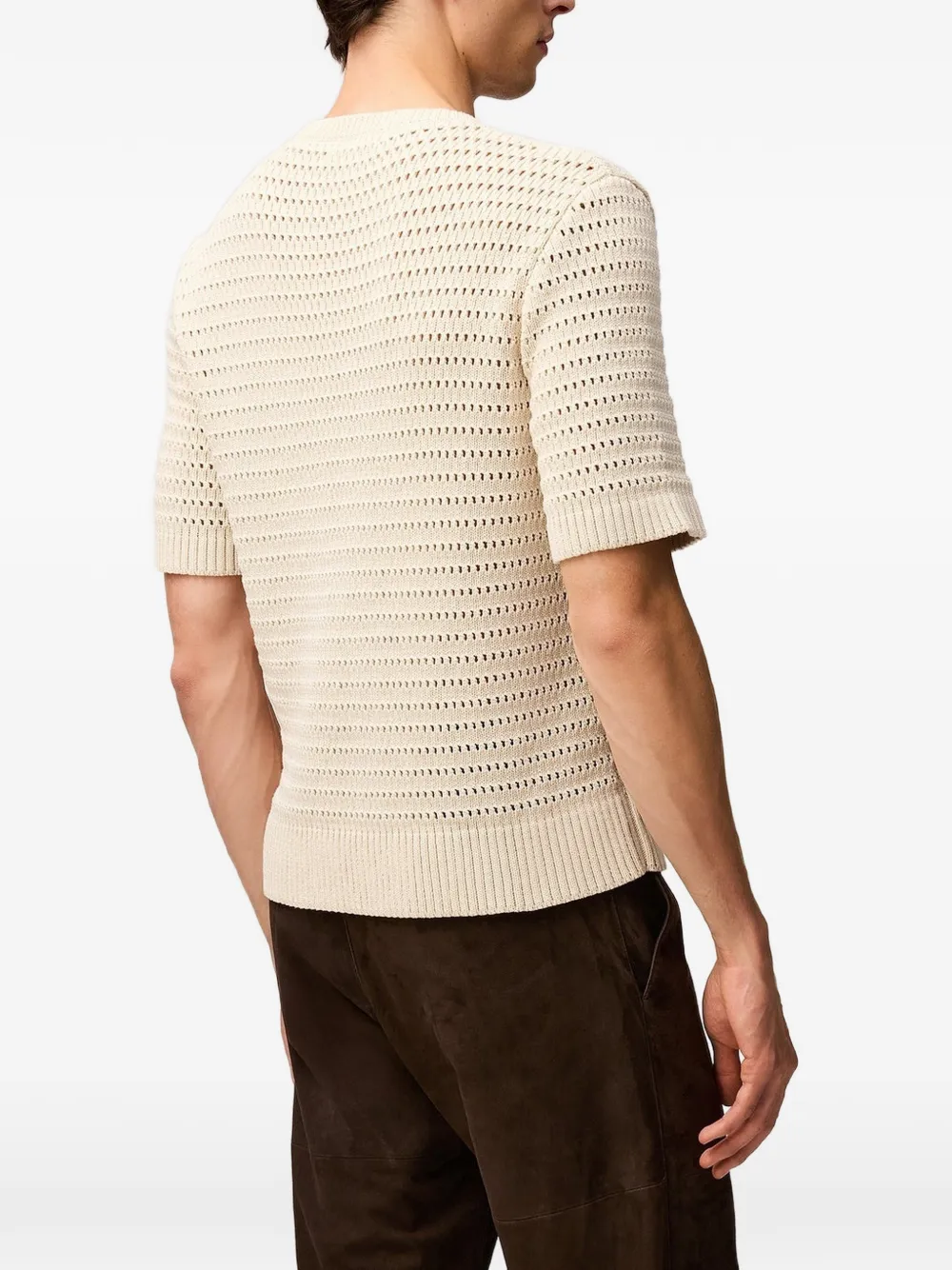 RETORI katoenen T-shirt met stiksels Beige