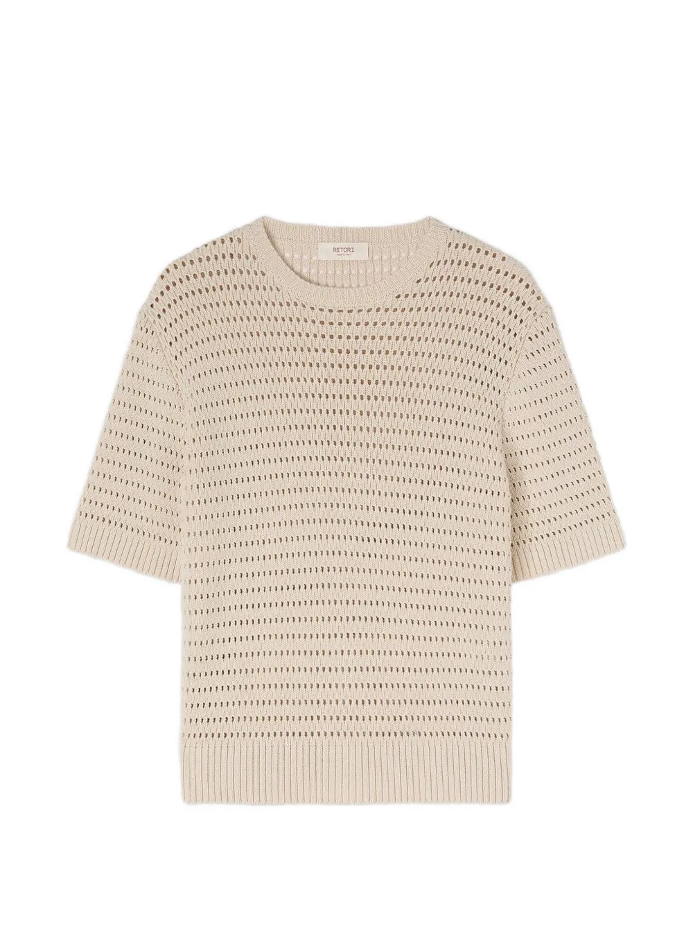 RETORI net-stitch cotton T-shirt - Toni neutri