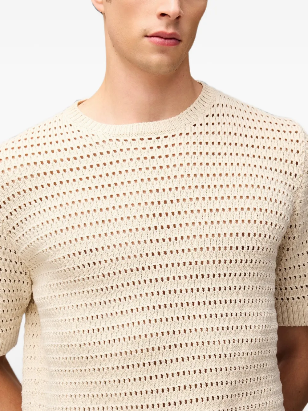 RETORI katoenen T-shirt met stiksels Beige