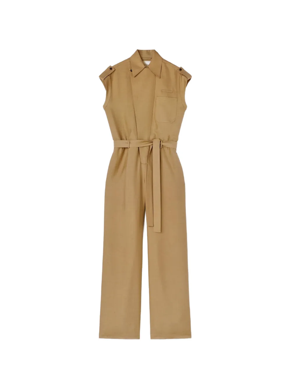 RETORI sleeveless belted silk jumpsuit - Marrone