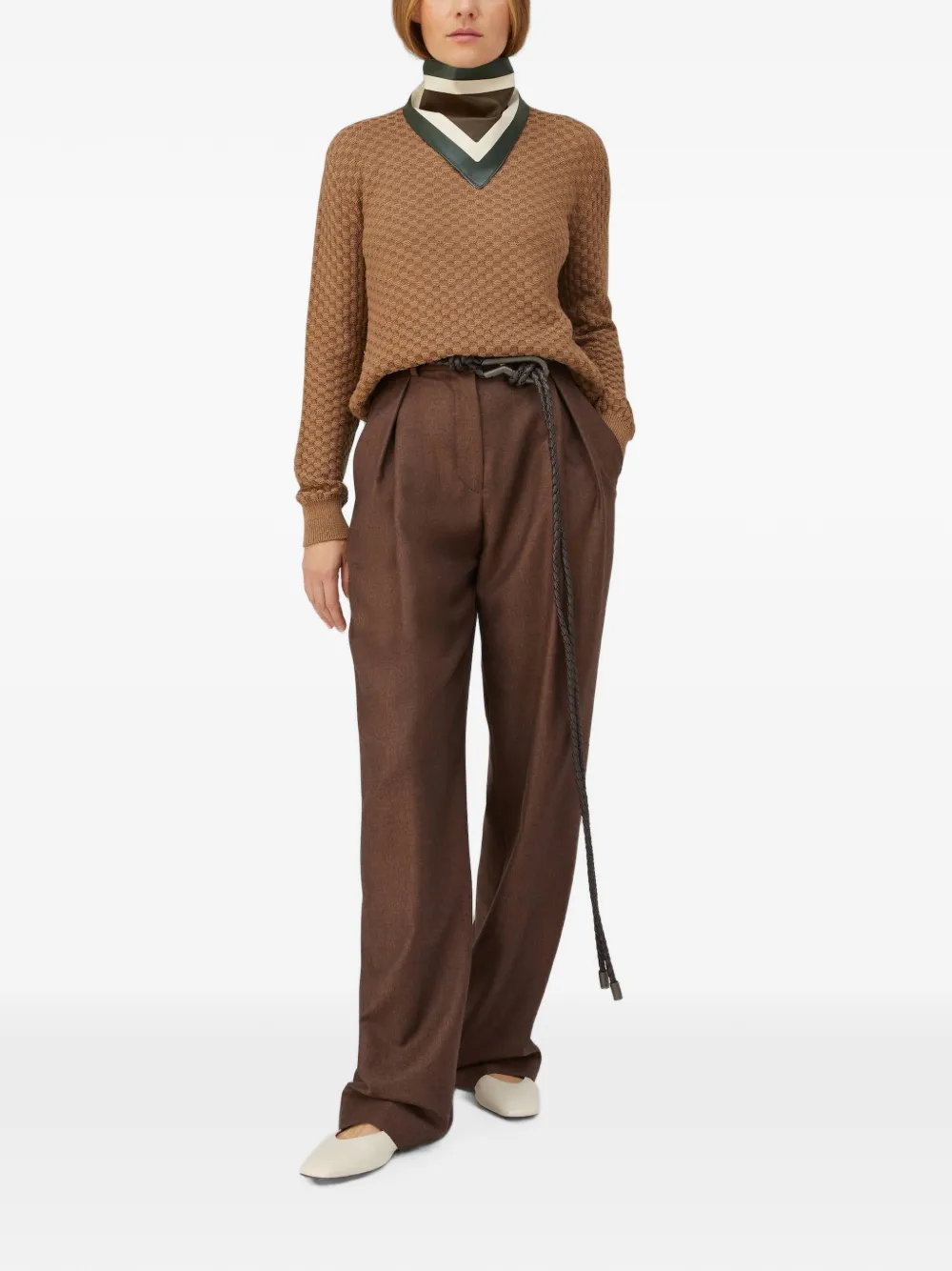 RETORI Sartorial wollen plooibroek Bruin