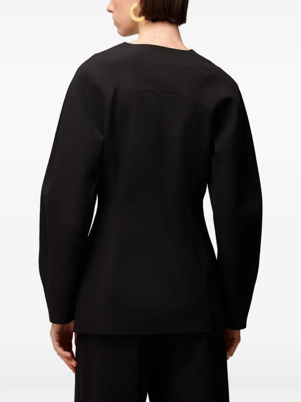 RETORI Hourglass wollen blazer met enkele rij knopen Zwart