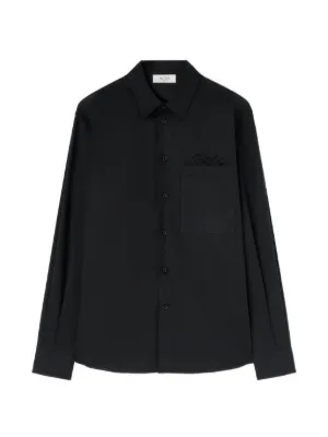 GIORGIO ARMANI 長袖シャツ　ベロア生地　ジップアップシャツ Giorgio Armani ジップアップ シャツ | ブラック | FARFETCH JP