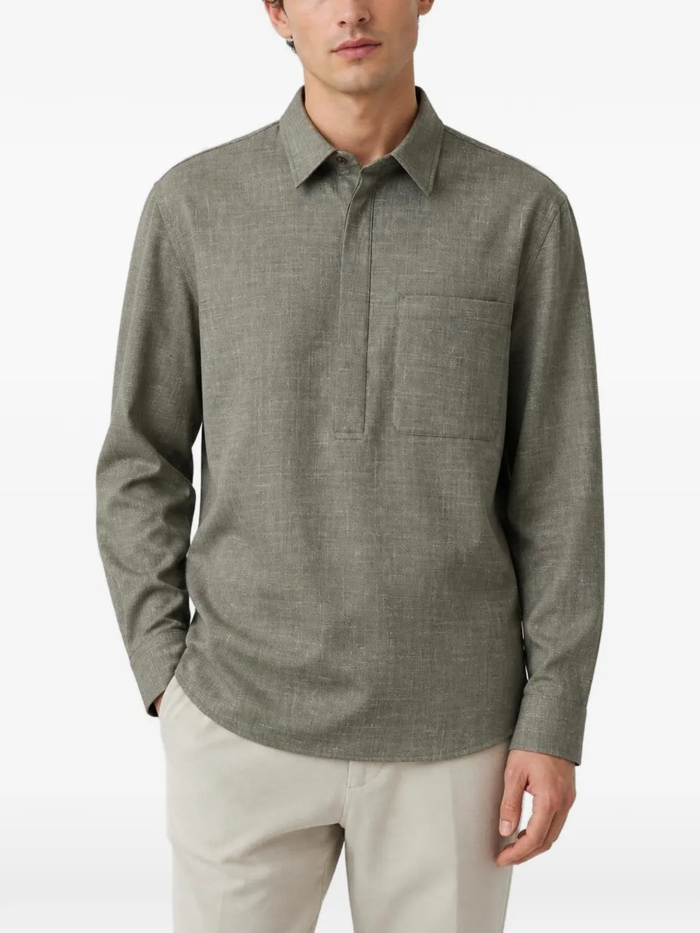 RETORI Poloshirt met lange mouwen en zak Groen