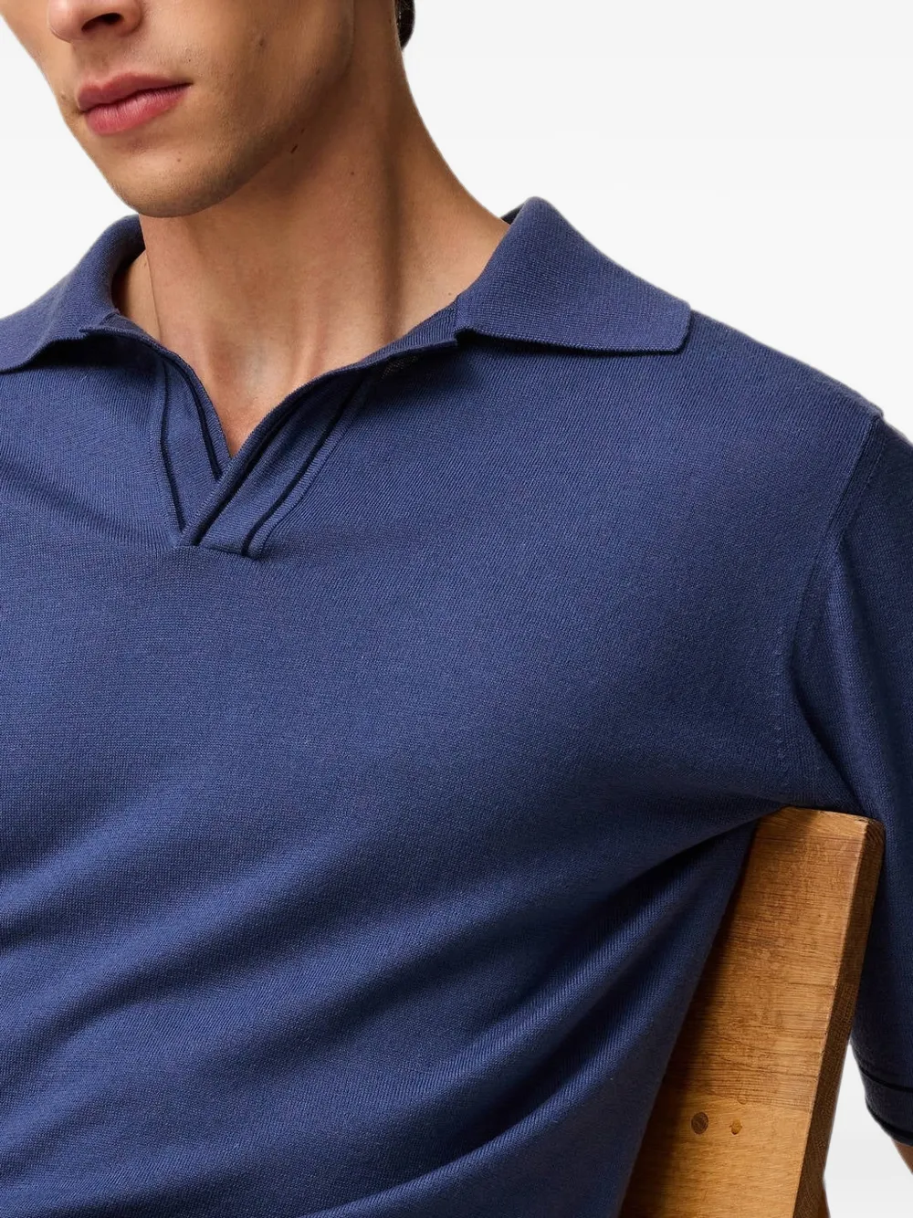 RETORI Poloshirt met gestreept-detail Blauw
