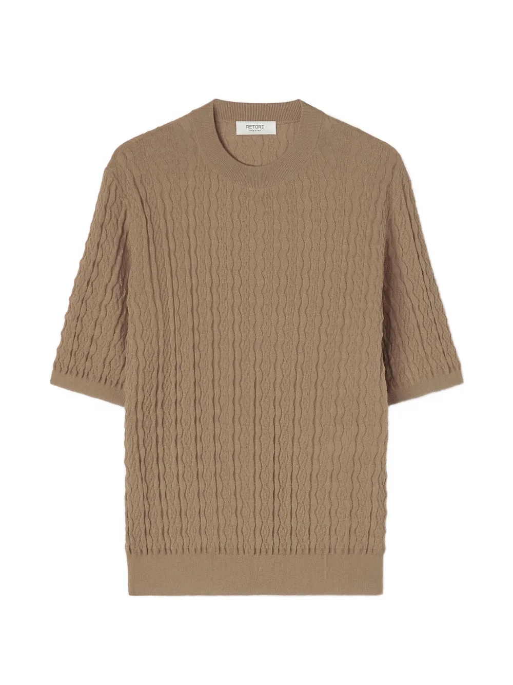 RETORI micro-argyle-knit T-shirt - Toni neutri
