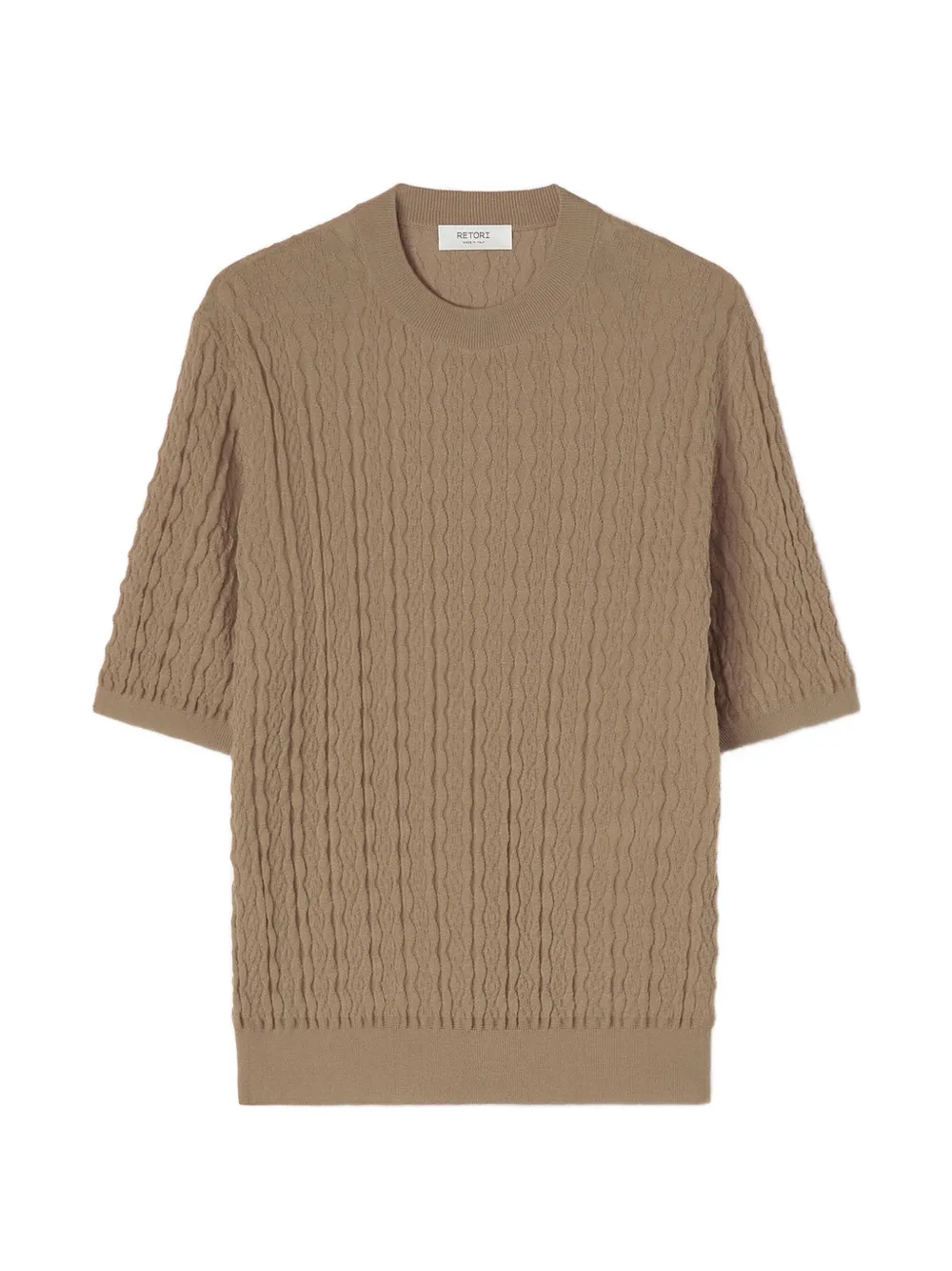 RETORI micro-argyle-knit T-shirt - Toni neutri