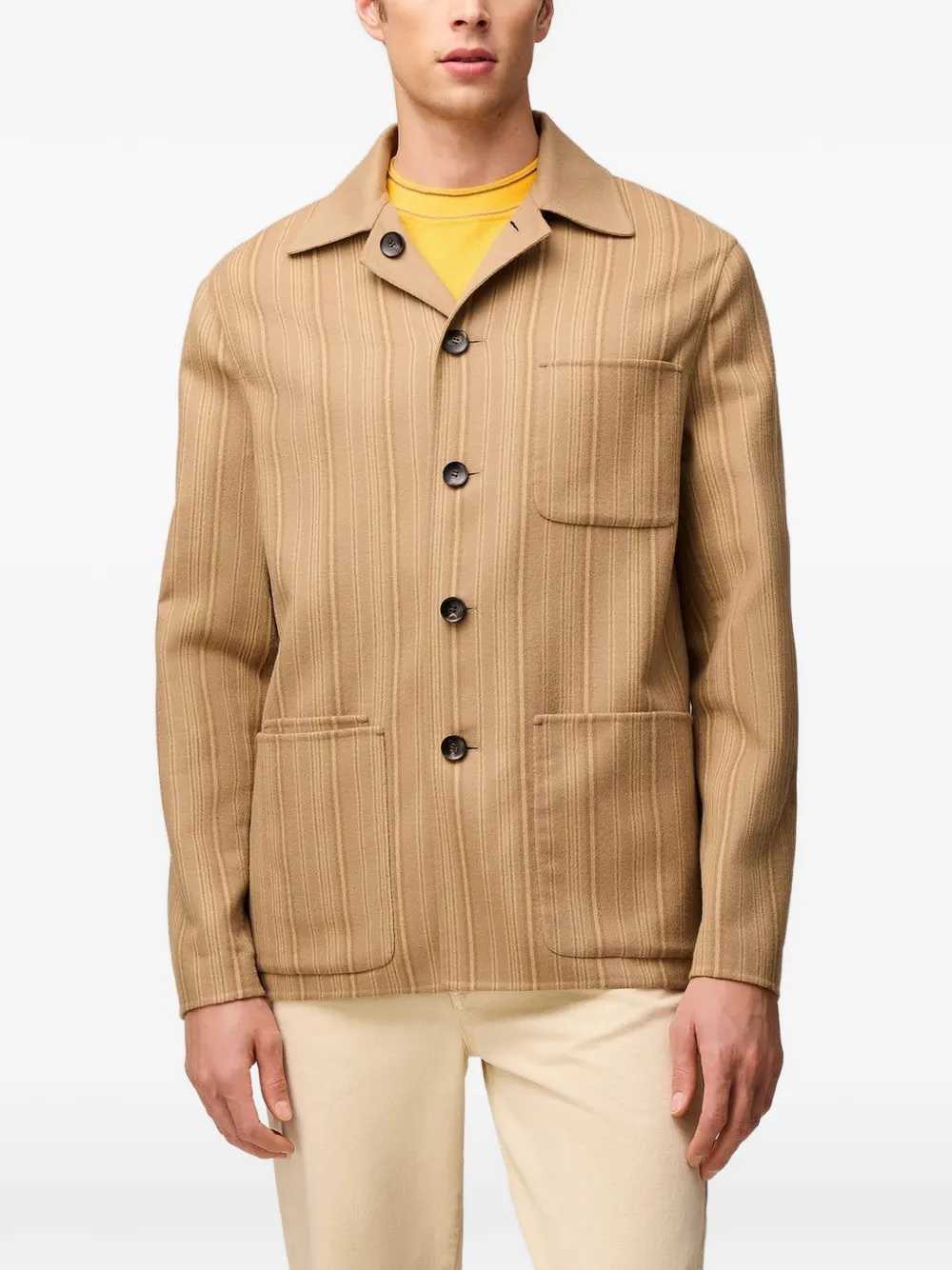 RETORI Omkeerbaar shirtjack met gestreept patroon Beige