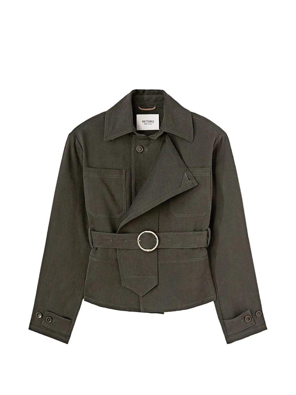 RETORI belted cropped trench coat - Verde