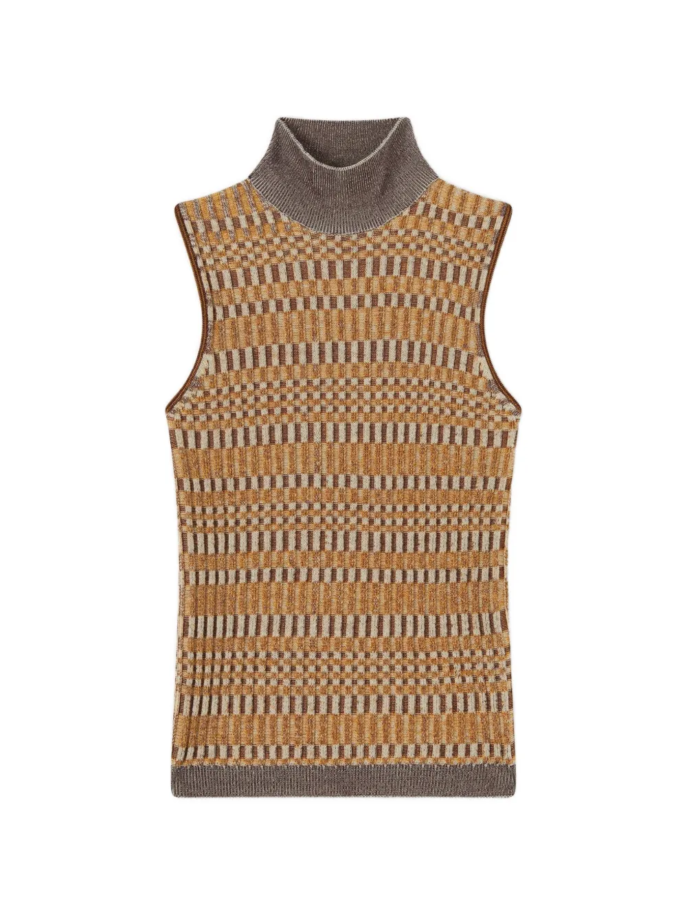 RETORI micro-check-stitch sleeveless top - Braun