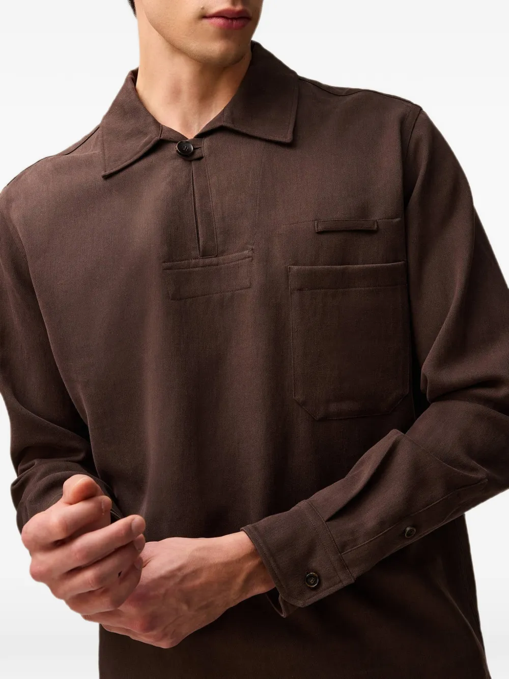 RETORI Poloshirt met opgestikte zak Bruin