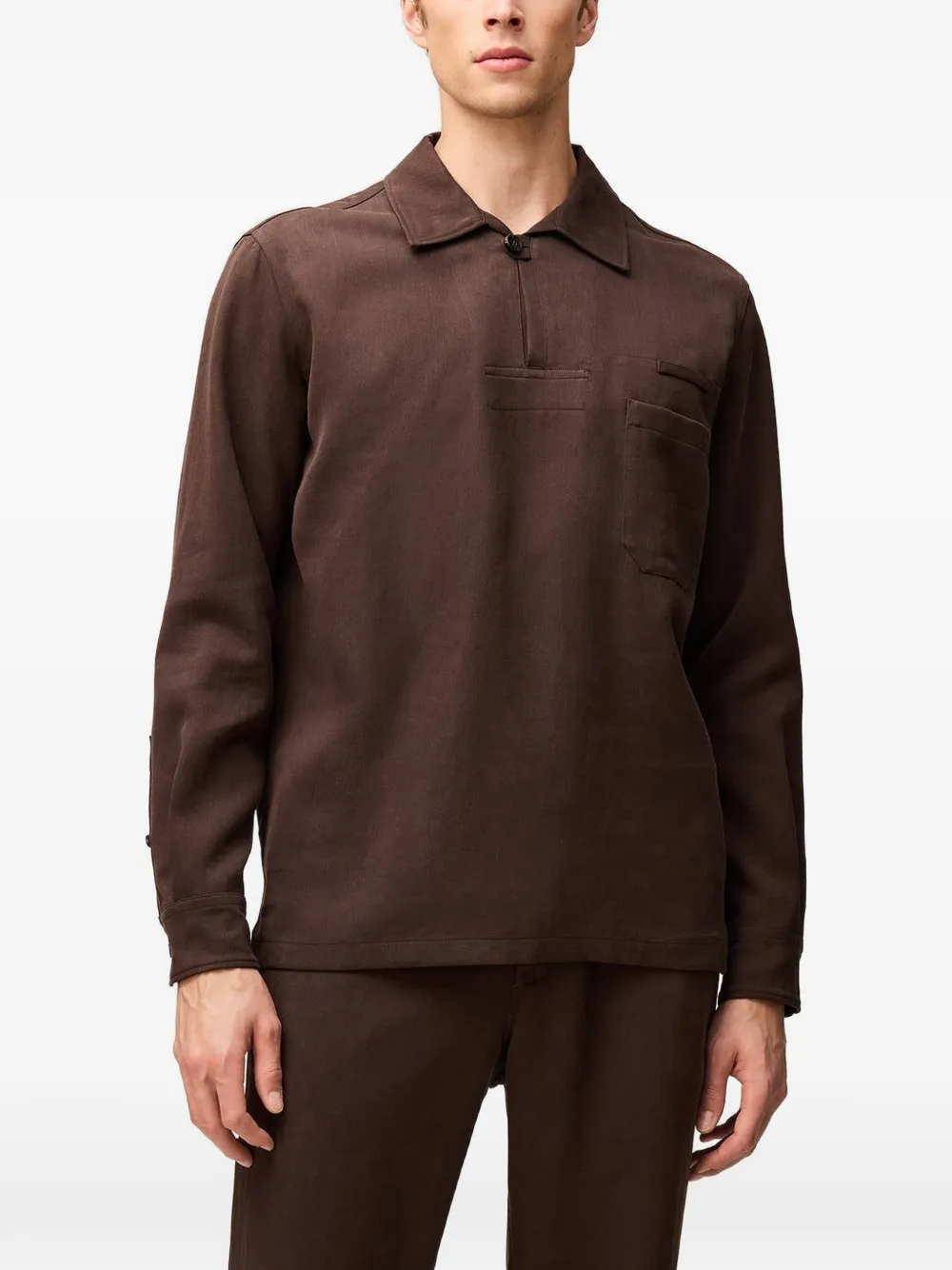 RETORI Poloshirt met opgestikte zak Bruin