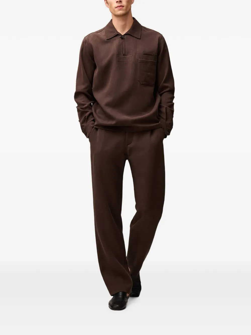 RETORI Poloshirt met opgestikte zak Bruin