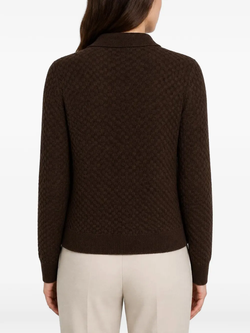 RETORI Gebreid vest met jacquard en knopen Bruin