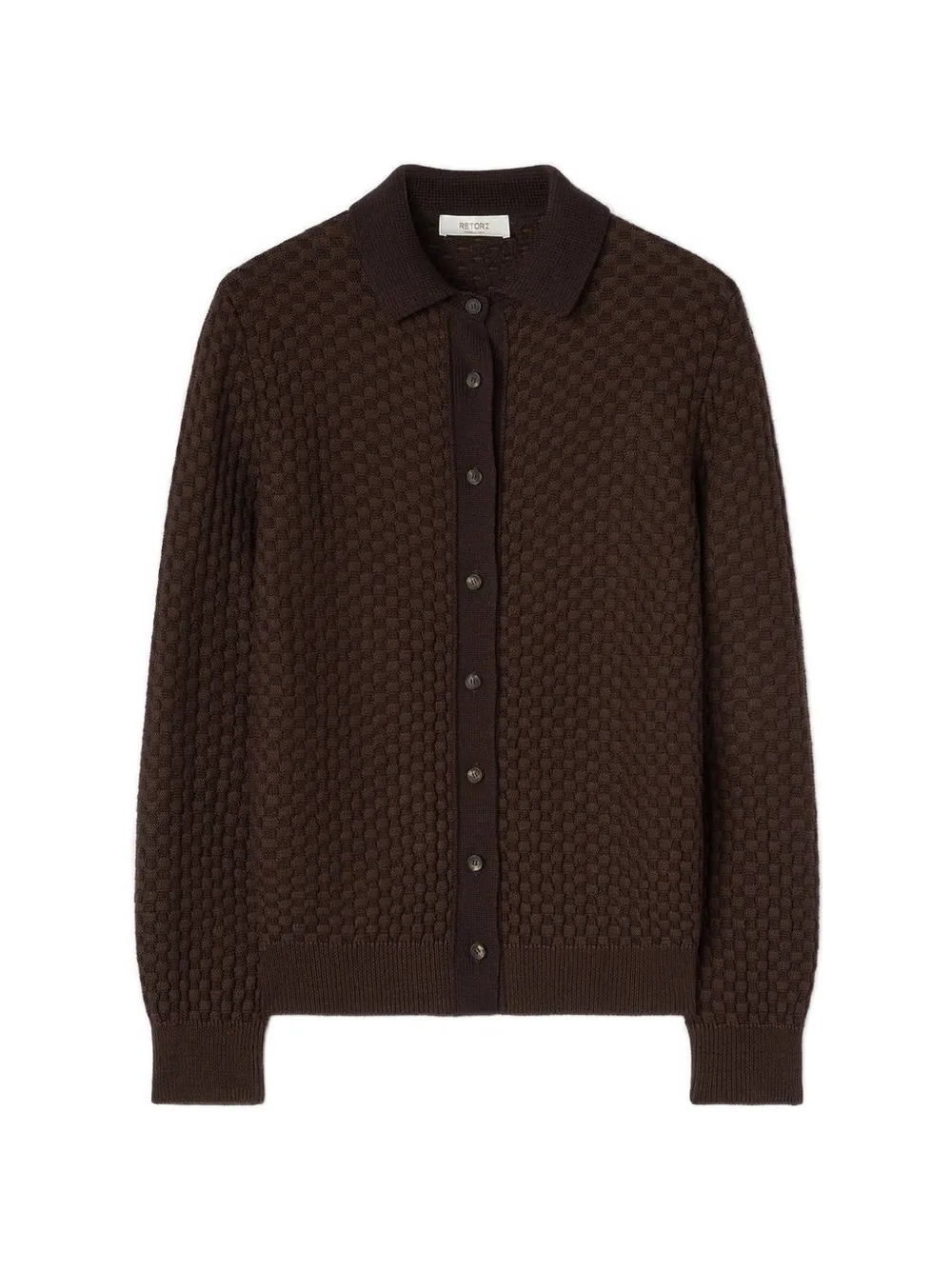 Retori Jacquard-knit Button-down Cardigan In Brown