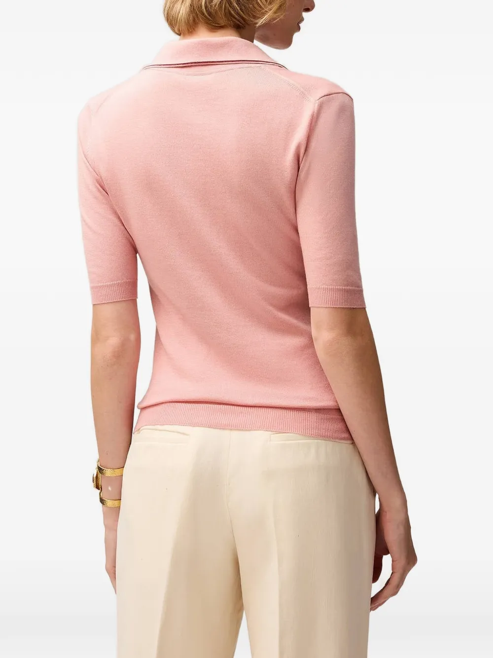 RETORI Gebreid poloshirt met jersey stiksels Roze