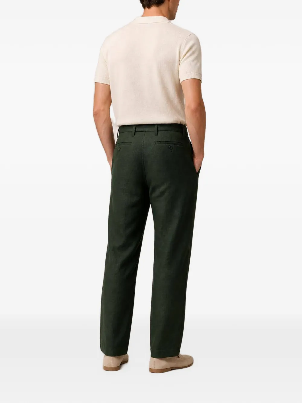 RETORI peach-touch linen trousers Groen