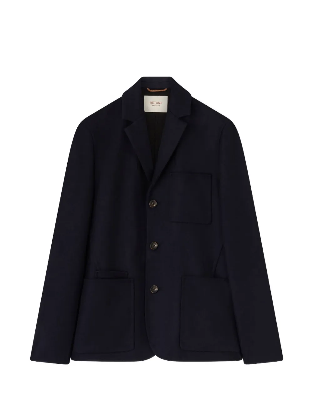 RETORI embroidered-elbow single-breasted wool blazer - Blu