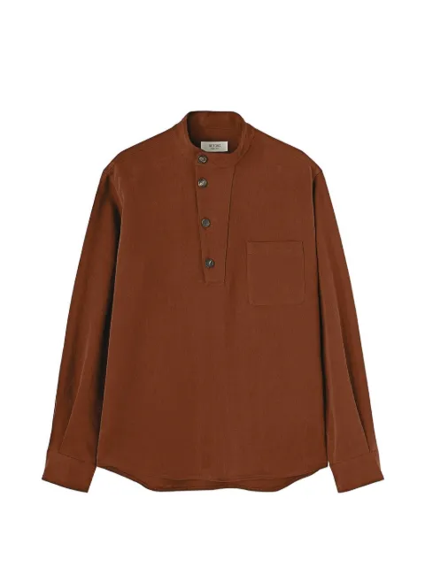 RETORI band-collar half-placket T-shirt