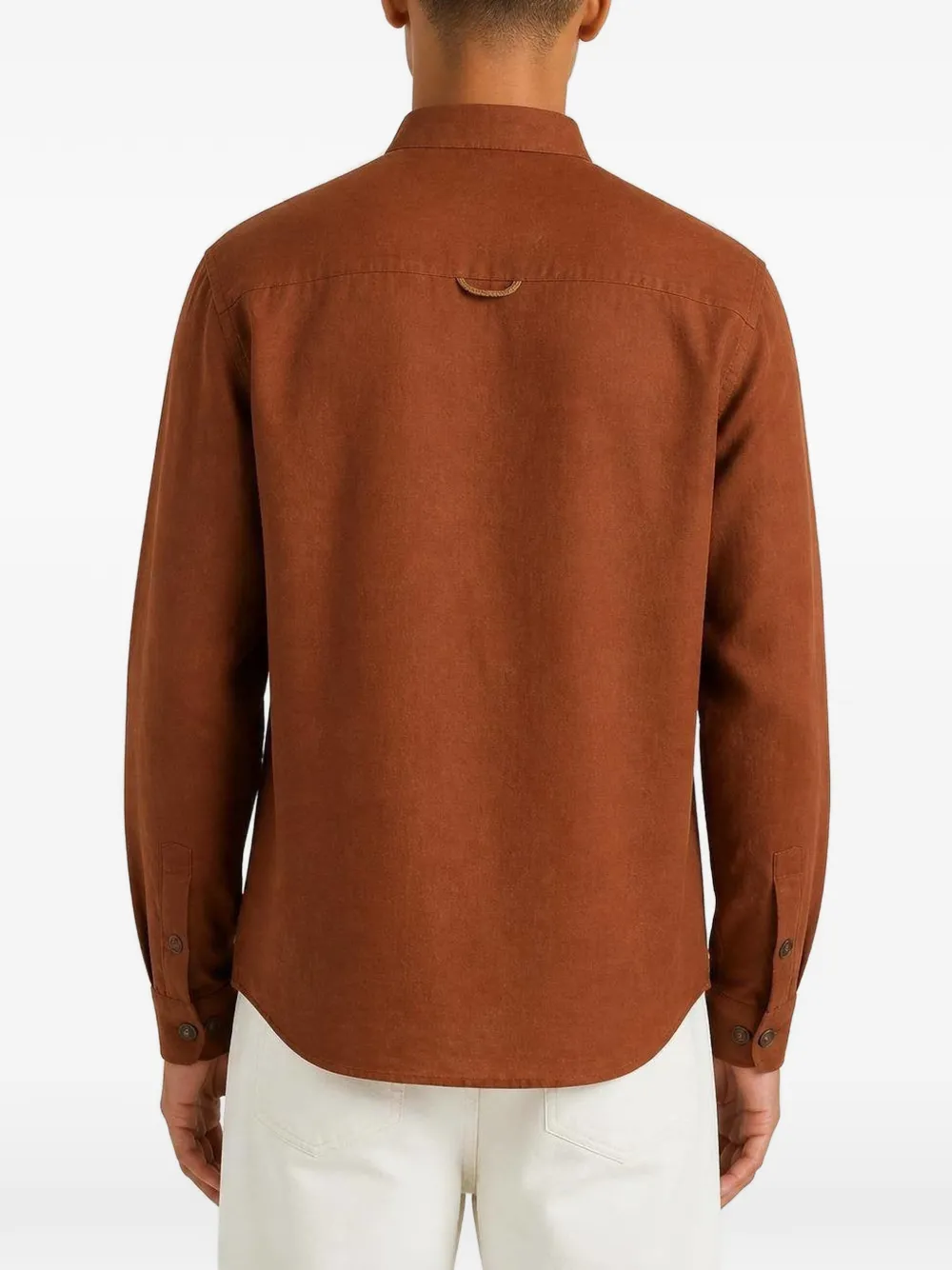RETORI T-shirt met halve plakkaat en band Bruin