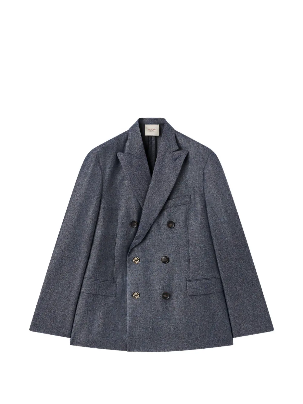 RETORI double-breasted peak-lapel wool blazer - Blau